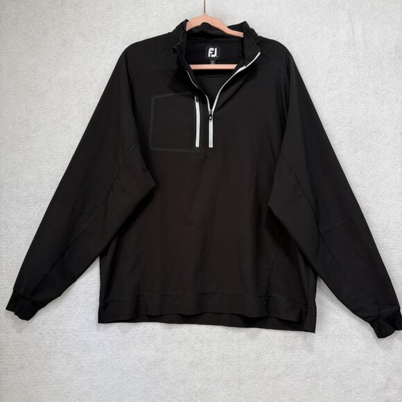 FootJoy Pullover Mens XL Black Quarter Zip Golf Windbreaker Stretch Lightweight - Picture 1 of 9